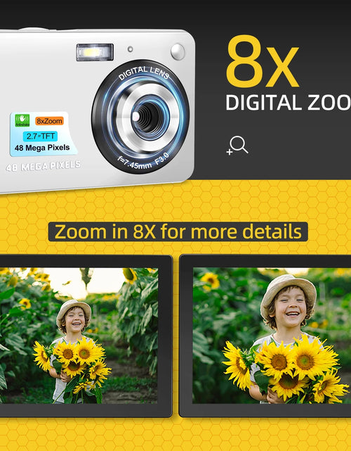 Load image into Gallery viewer, Kids Digital Camera 48MP 8X Digital Zoom Mini Compact Cameras, 2.7 Inch FHD Pocket Cameras

