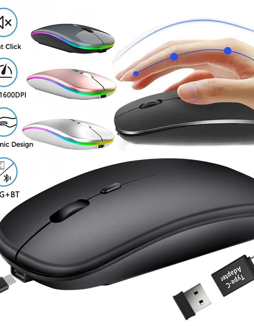 Load image into Gallery viewer, Rechargeable Wireless Mouse Bluetooth-Compatible 2.4Ghz Dual Modes Computer Mice with Nano Receiver for PC Laptop Macbook
